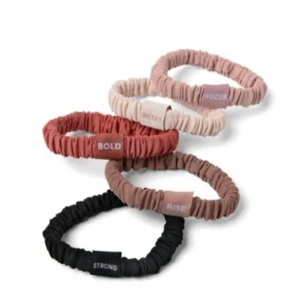 The HAIR Edit Yoga Collection Affirmation Ribbons Skinny Scrunchies 5 Pack NEW